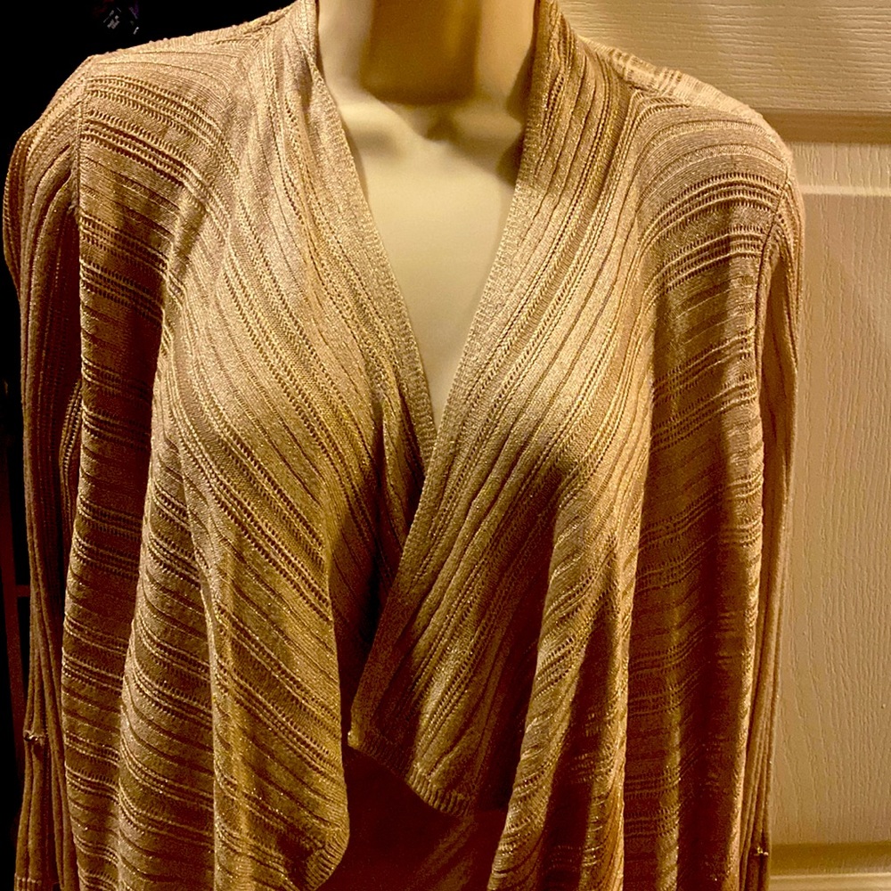 XS White House Black Market Gold Sparkle Cardigan